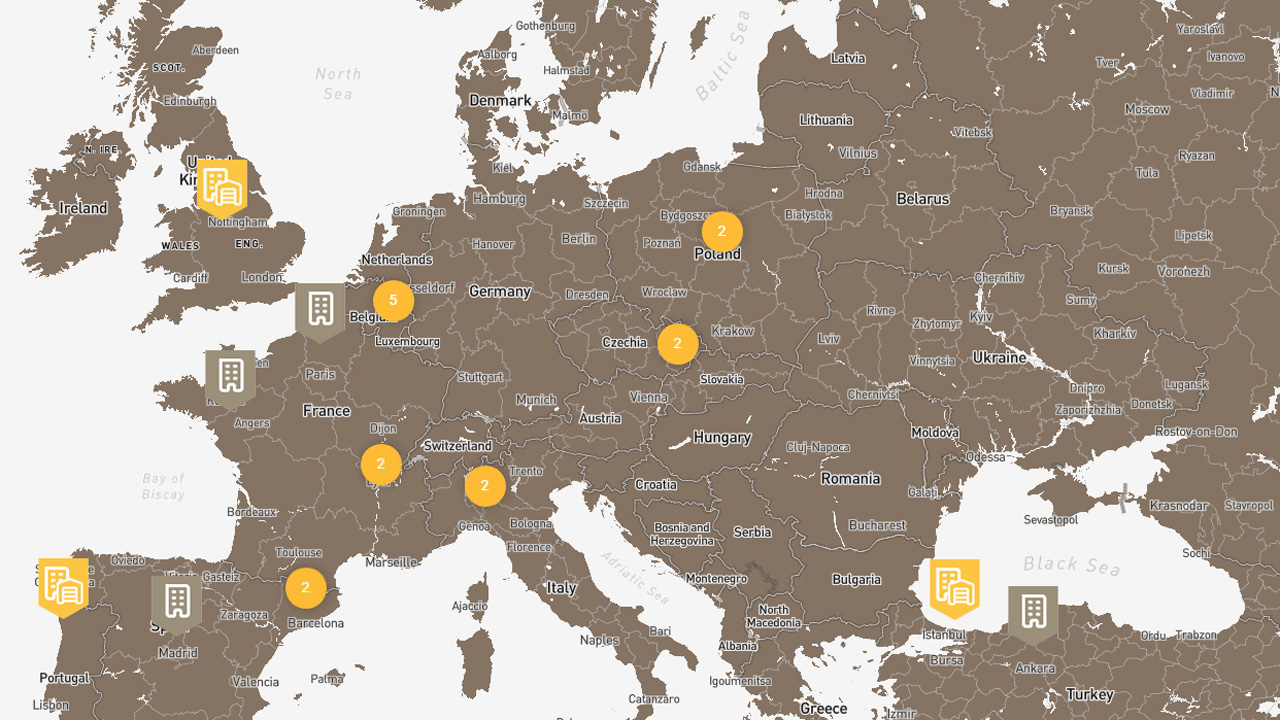 Het Abraservice-netwerk in Europa