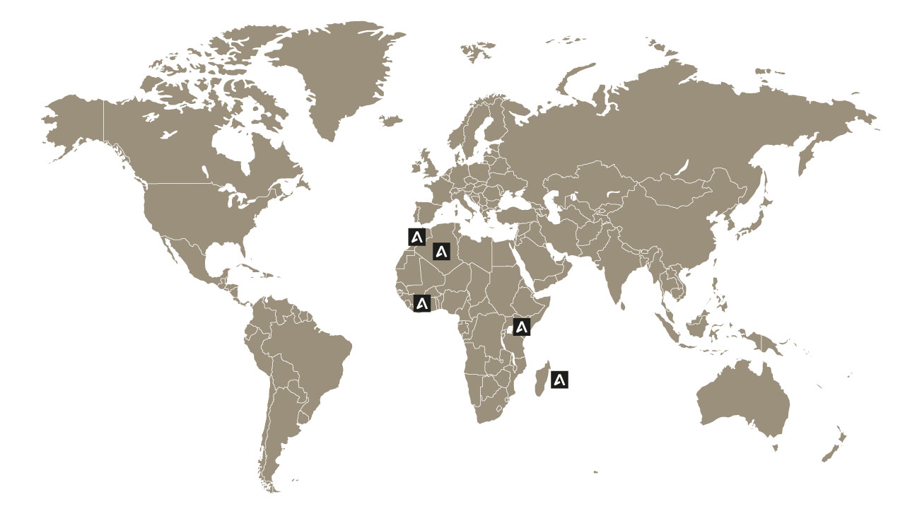 Map of Abraservice network outside Europe